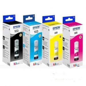 Epson EcoTank 103 Ink Bottles Set (Black, Cyan, Magenta, Yellow) 65ml ...