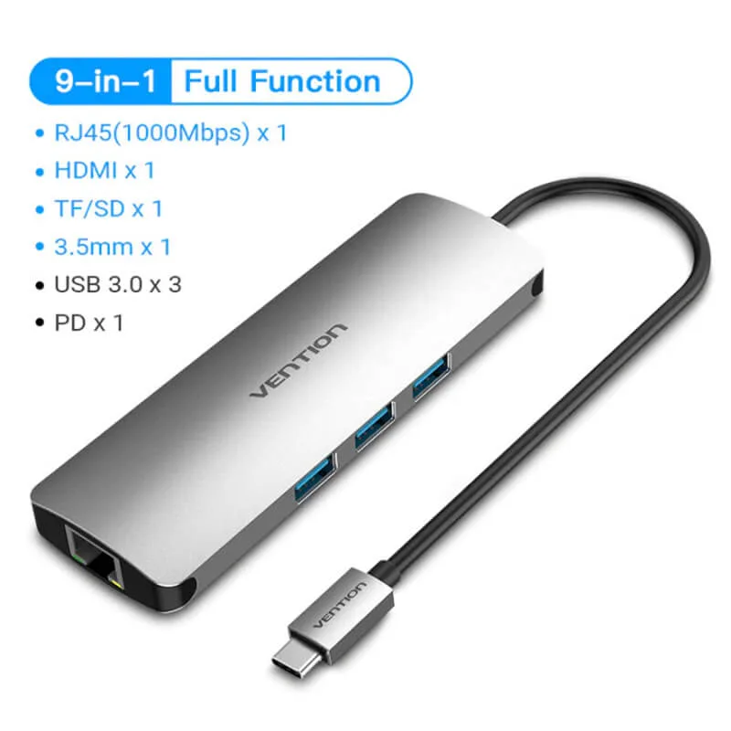 Vention USB-C MultiI-Functional 9-in-1 Docking Station_Devices Technology Store Limited