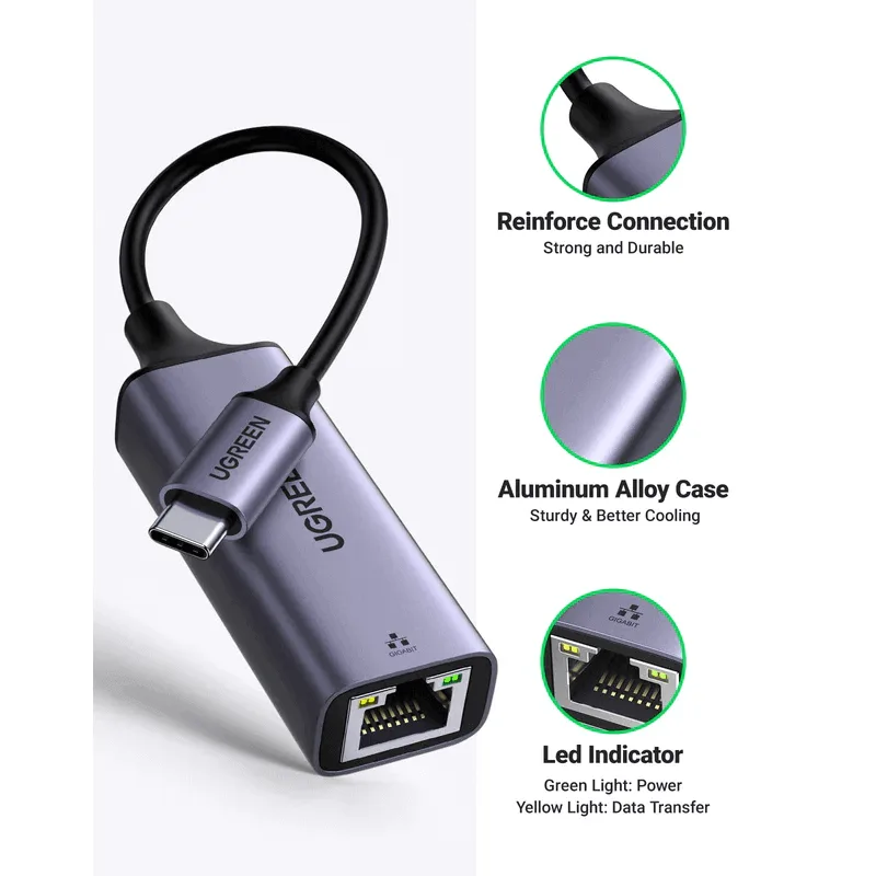 UGREEN USB-C 3.1 Gen 1 to RJ45 Gigabit Ethernet Adapter _devicestech.co.ke 2