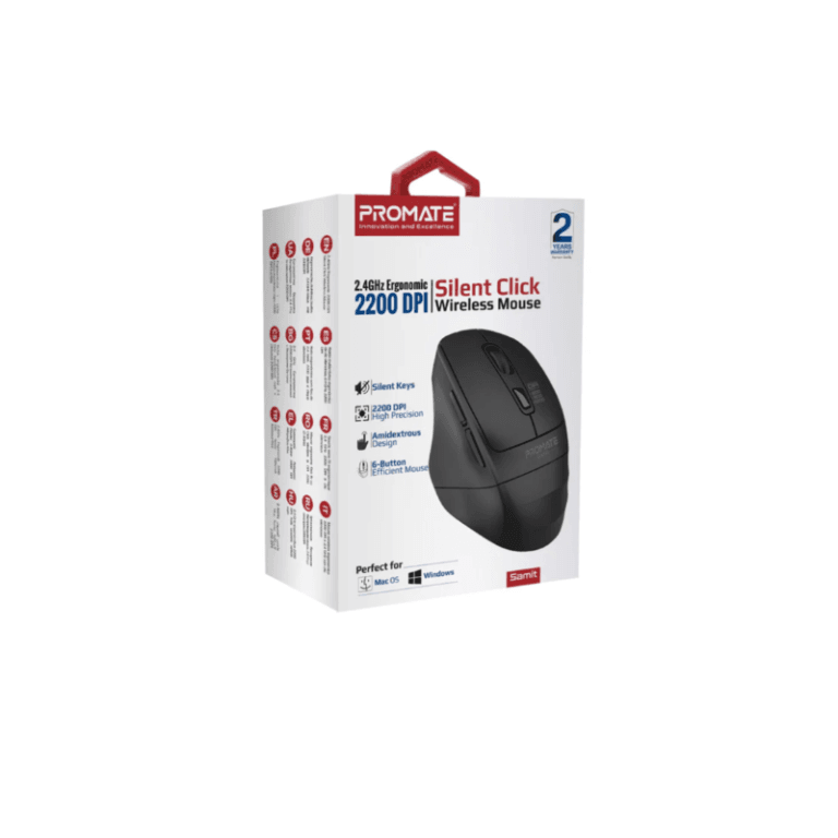 Promate 2.4GHz Ergonomic 2200 DPI Silent Click Wireless Mouse-SAMIT ...