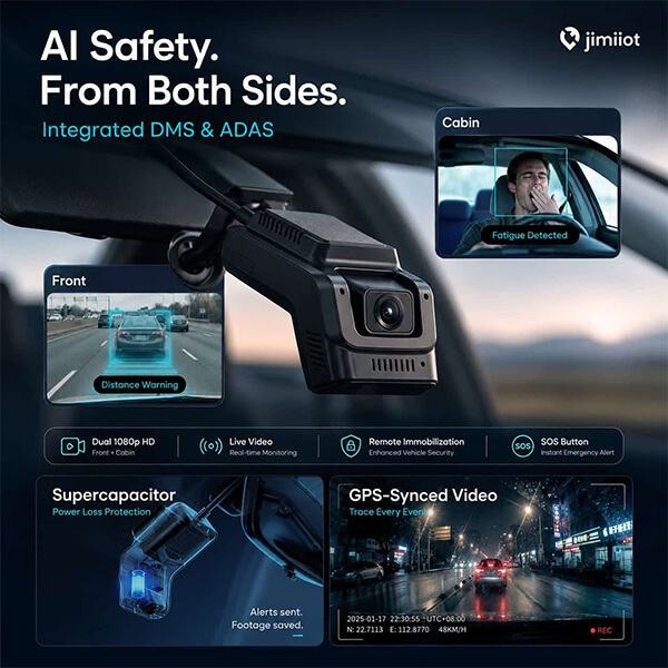 Jimi JC270 Dashcam with Integrated DMS and ADAS-www.devicestech.co.ke